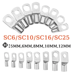 SC Nose Terminal SC6 SC10 SC16 SC25 Copper Wire Lugs Ring Bare Cable Electric Crimp DTGA Cable Connector 5mm 6mm 8mm 10mm 12mm