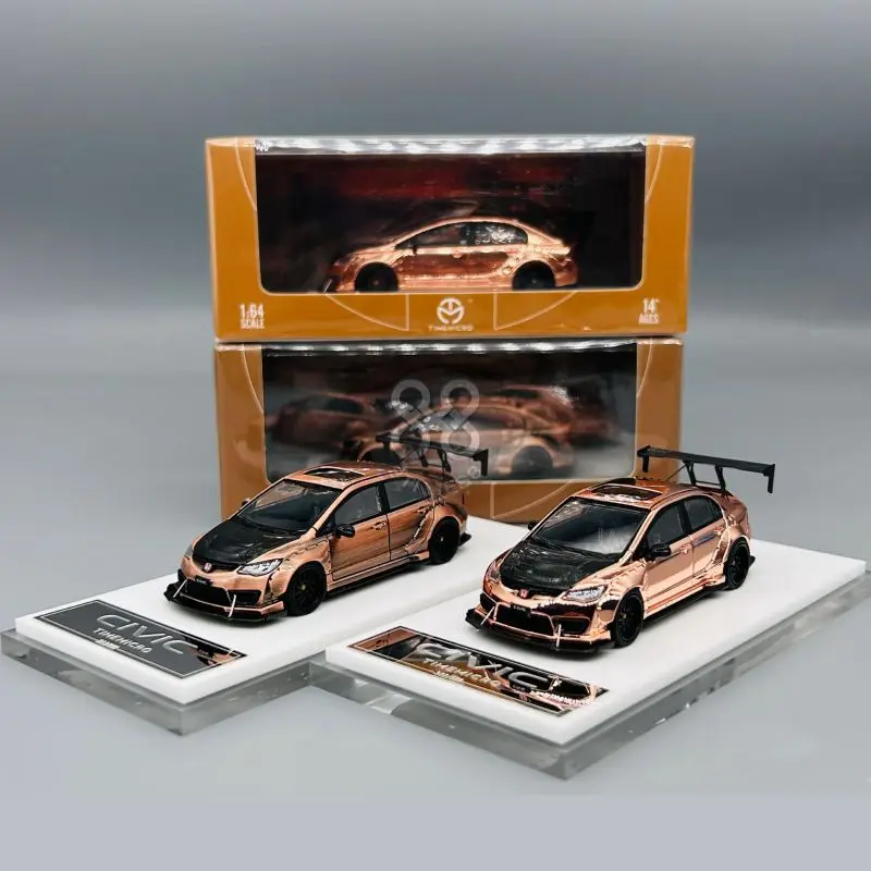 TimeMicro1:64 Honda Civic Explosion modified Rose Gold bronzing alloy car model