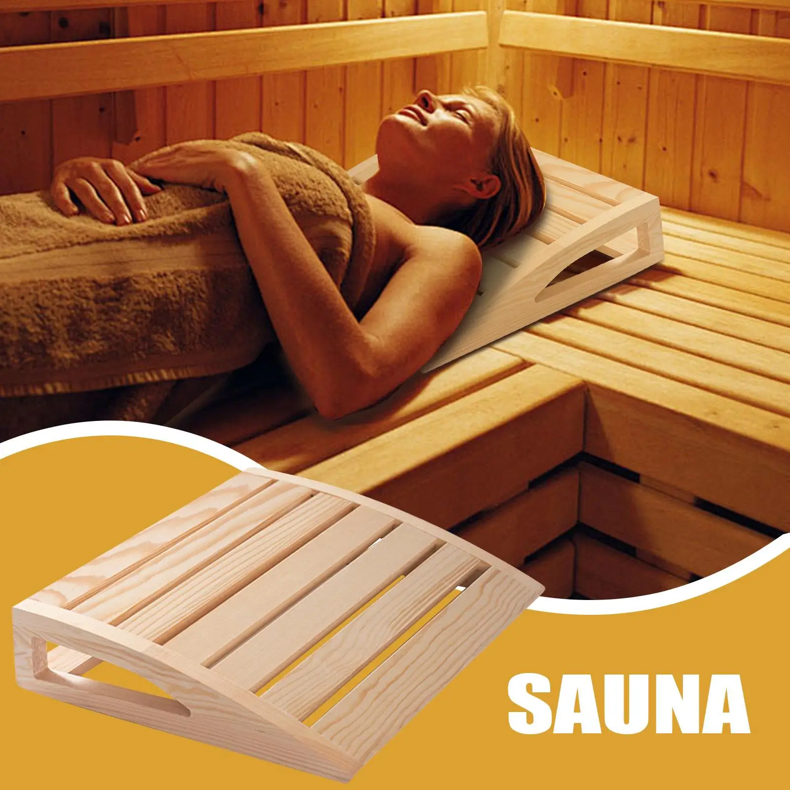 Sauna Headrest Pillow Solid Wood Neck Support Pillow for Sauna Support Headrest Steam Room Accessory for Teens Men Youth Boys