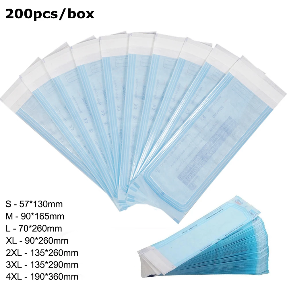 200Pcs Tattoo Sterilization Pouches Bags 7 Sizes Disposable Self-sealing Bag Tattoo Nail Sterilization Bags Tattoo Accessories