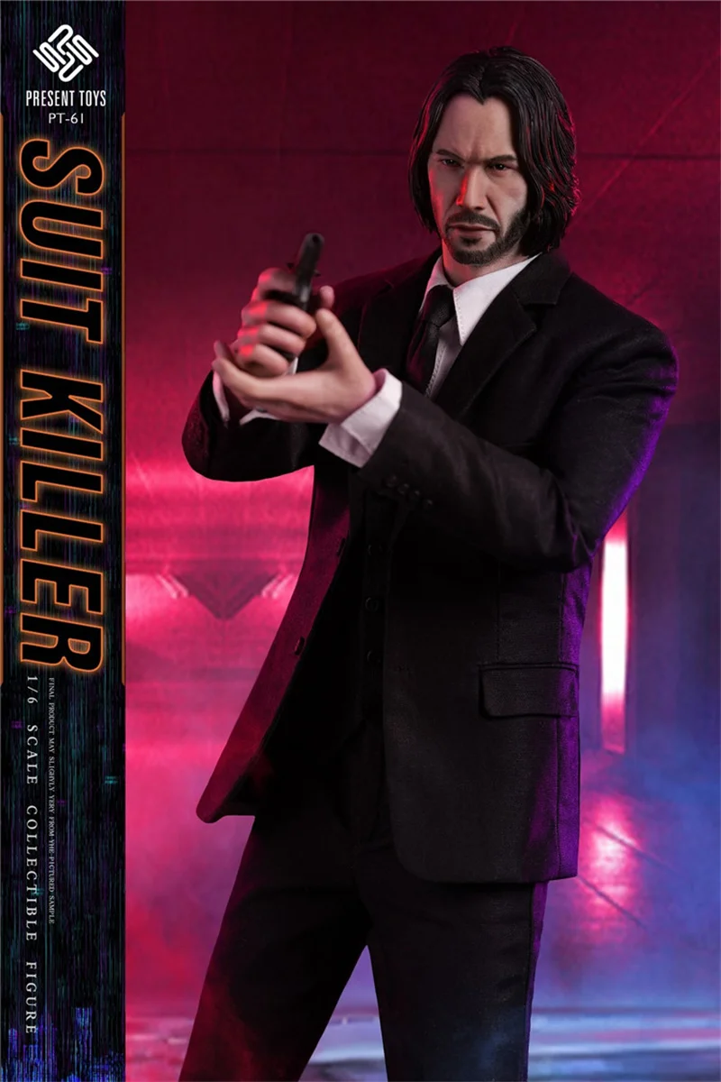 Collectible PRESENT TOYS PT-sp61 1/6 Scale Black Suit Killer Keanu Reeves Full Set Model 12Inch Men Soldier Action Figure Toys