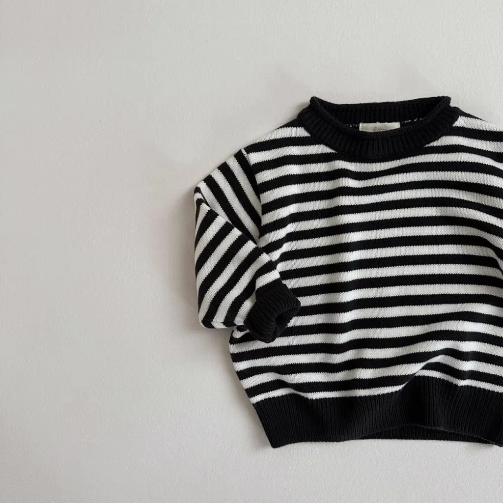 2025 Autumn New Baby Long Sleeve Casual Striped Sweater Kids Cotton Knitwear Infant Knit Sweater For Boy Girl Children Clothes