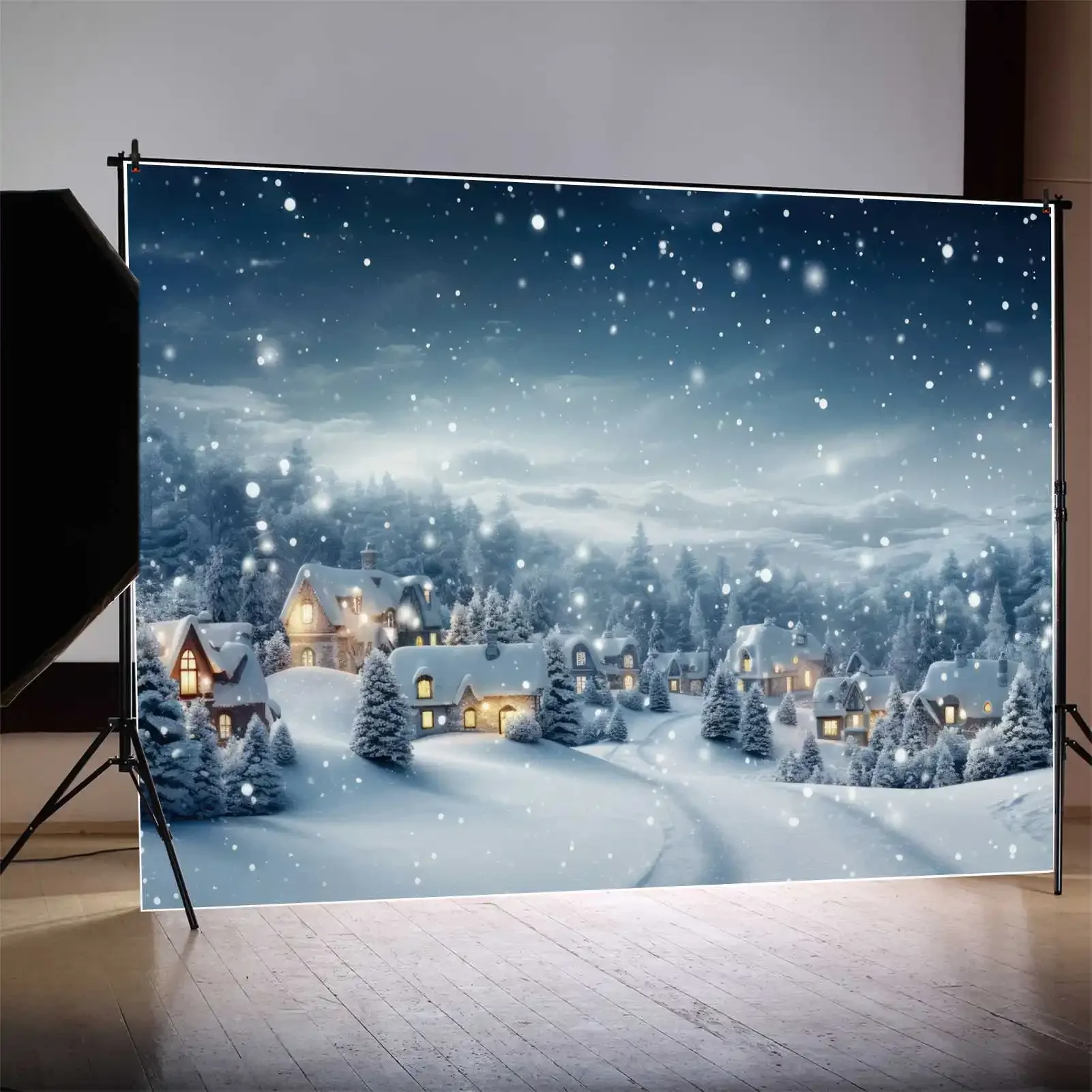 MOON.QG-fondo personalizado para niños, Decoración de cumpleaños, vacaciones, fotomatón, copo de nieve, nieve, invierno, hogar Rural