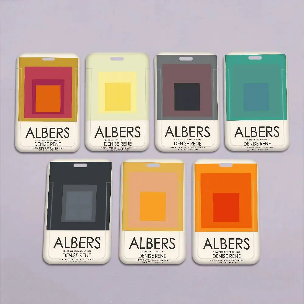 

Чехол для карт унисекс с абстрактным геометрическим рисунком Джозефа Альберса, на шнурке, для рабочего пропуска, удостоверения личности, деловой карты, бейджа, сумка-футляр