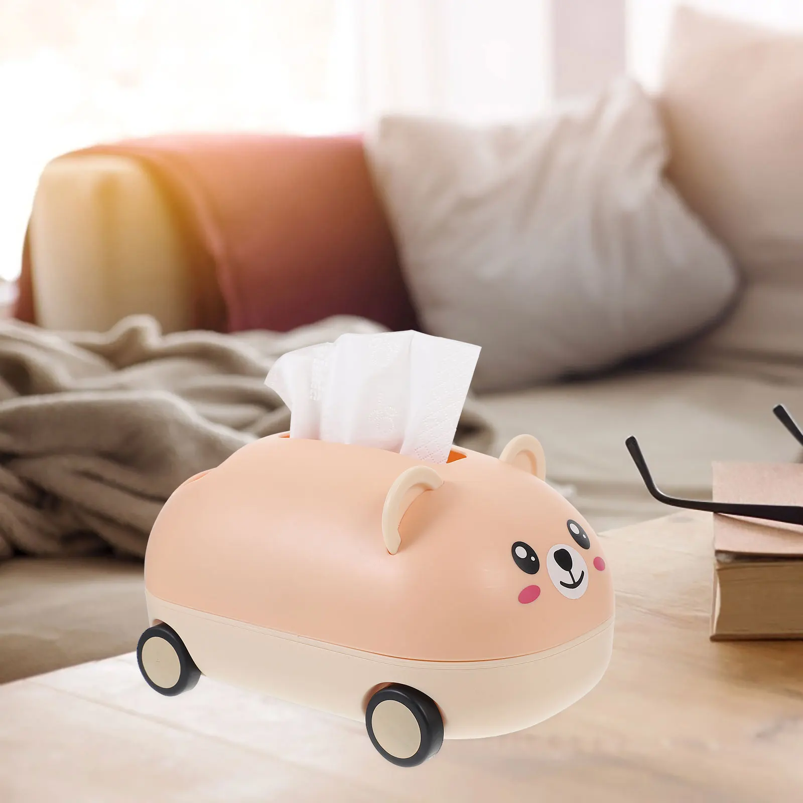 

Multifunctional Tissue Box Holder Lemon Yellow Cartoon Animal Decor Napkin Storage Wipes Dispenser Household Paper Towel