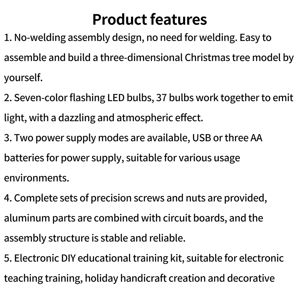 DIY 3D Bunter LED-Weihnachtsbaum-Bausatz, Schweißfreie Montage, Elektronisches Projekt für Feiertags-Handarbeiten – Detail 9