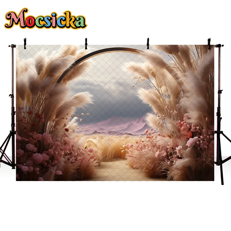 Богемный фон для фотосъемки детей осень Пшеница весенний цветочный арочный декор для беременных новорожденных портрет фото фон для студийной съемки
