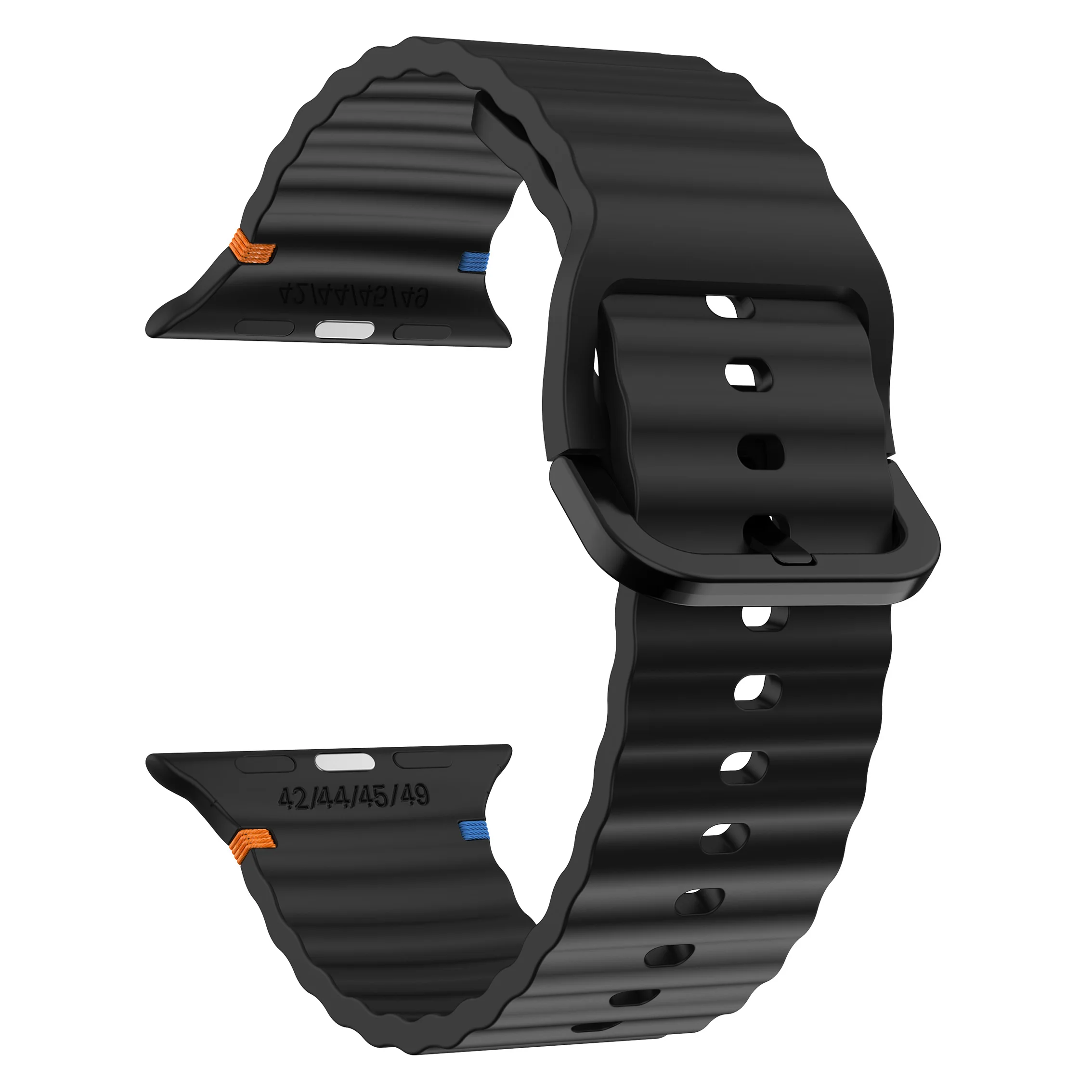 Wellenförmig genähtes Silikonarmband für Apple Watch 12 11 10 46mm 42mm Ultra 4/3/2 49mm Armband iWatch 9 8 SE 45mm 41mm 44mm Band – Detail 17