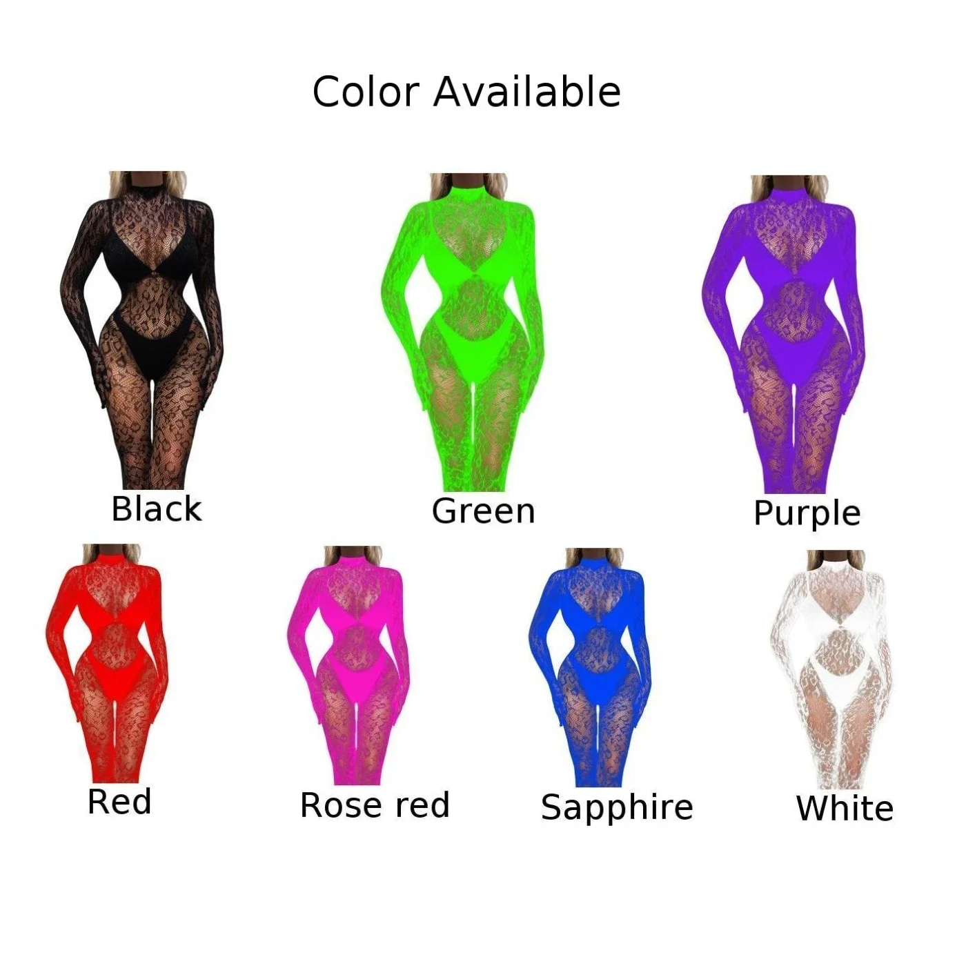 Home Black Free-size Green Purple Bodysuit Romper Club Jumpsuit Stocking Unitard Tights Fishnet Mesh See Through