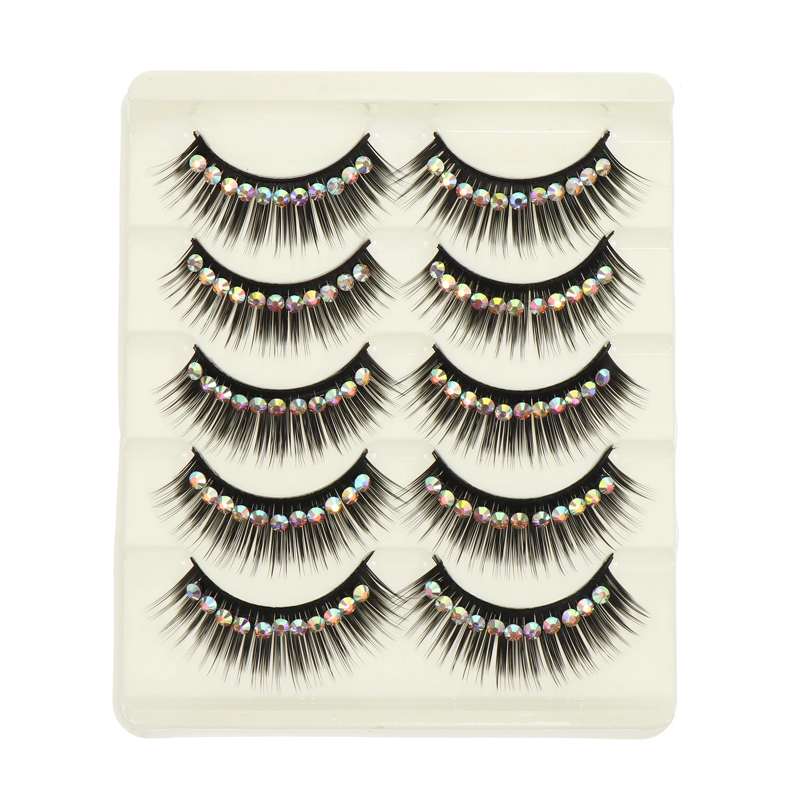 

5Pairs Thick Fake Eyelashes Diamond Decor High Density Lightweight Comfortable Wear Stage Performance Cosplay Photography