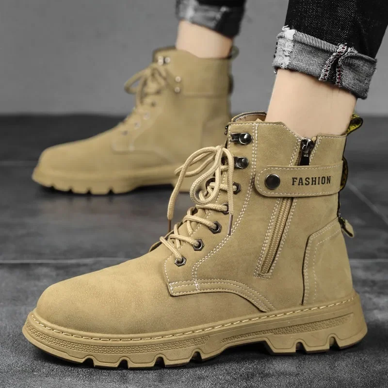 Botas de trabajo para hombre, zapatillas antideslizantes impermeables para primavera y otoño, botas tácticas para el desierto, zapatos de hombre resistentes al desgaste para viajes al aire libre