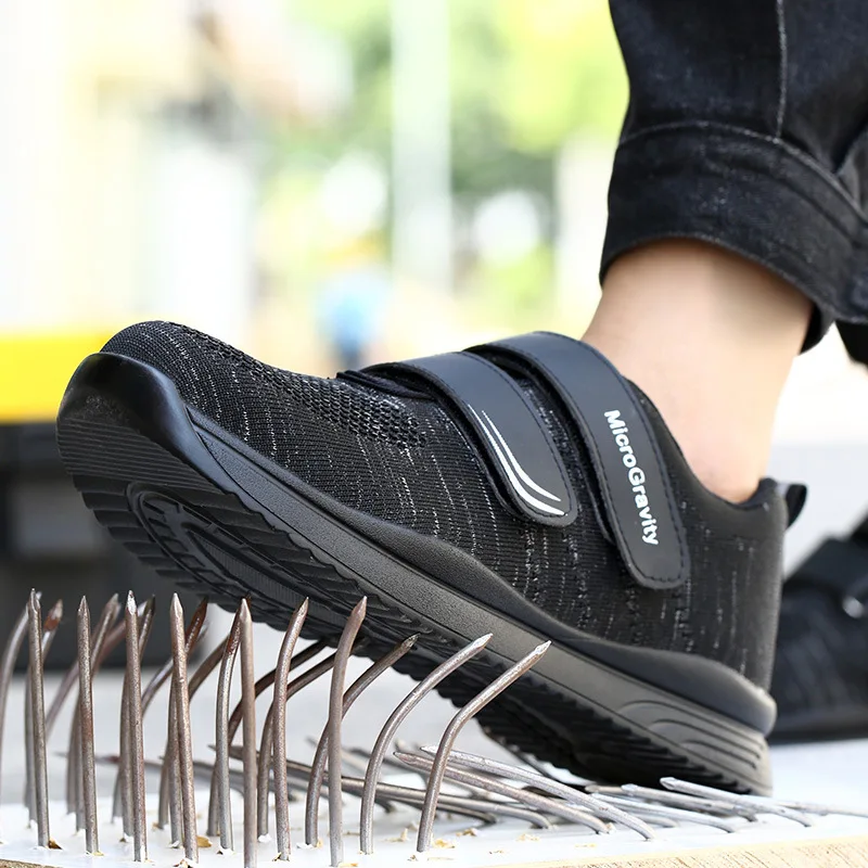 mens fashion breathable steel toe cap shoes air mesh summer work boots outdoors worker safety sneakers security footwear protect image 4