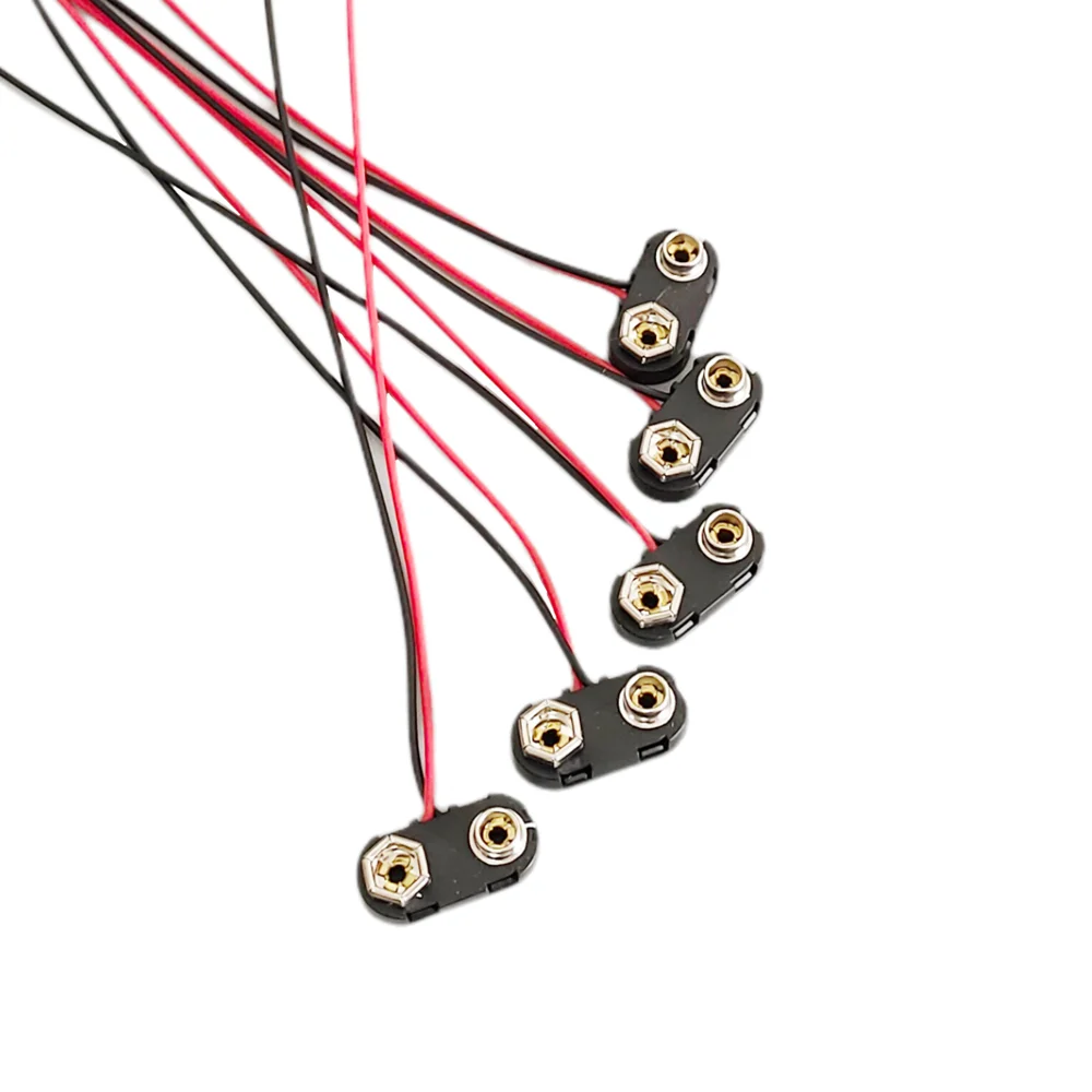 2/5/10pcs 9V Battery Connector with Hard Plastic Shell Suitable I/T Type Battery Snap Connector Clip Lead Wires Holder