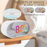 LED Mirror Alarm Clock Digital RGB Display Screen Desktop Clock Sports Study Time Management Table Clock with Snooze Function