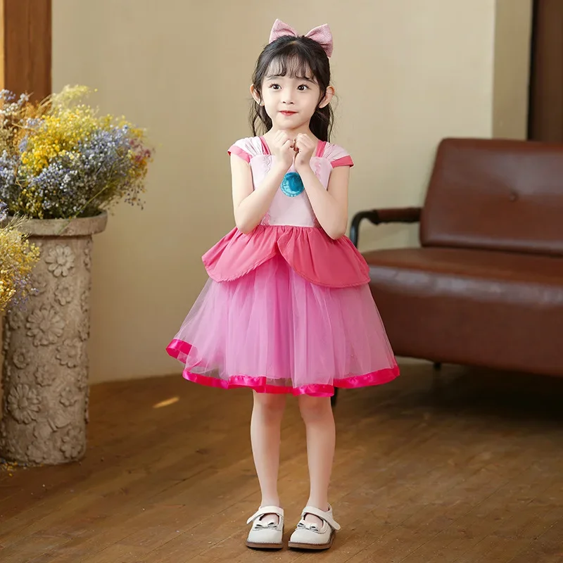 Peach Princess Dress For Girl Halloween Cosplay Costume Children Stage Performance Fancy Clothes Kids Carnival Party Outfits