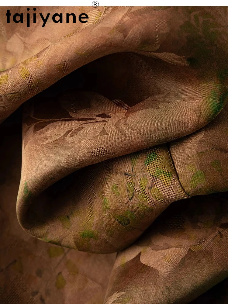 Tajiyane 100% natural amoreira seda shorts mulher verão baggy curto jacquard cetim marrom calças curtas roupas femininas 2025 шорты