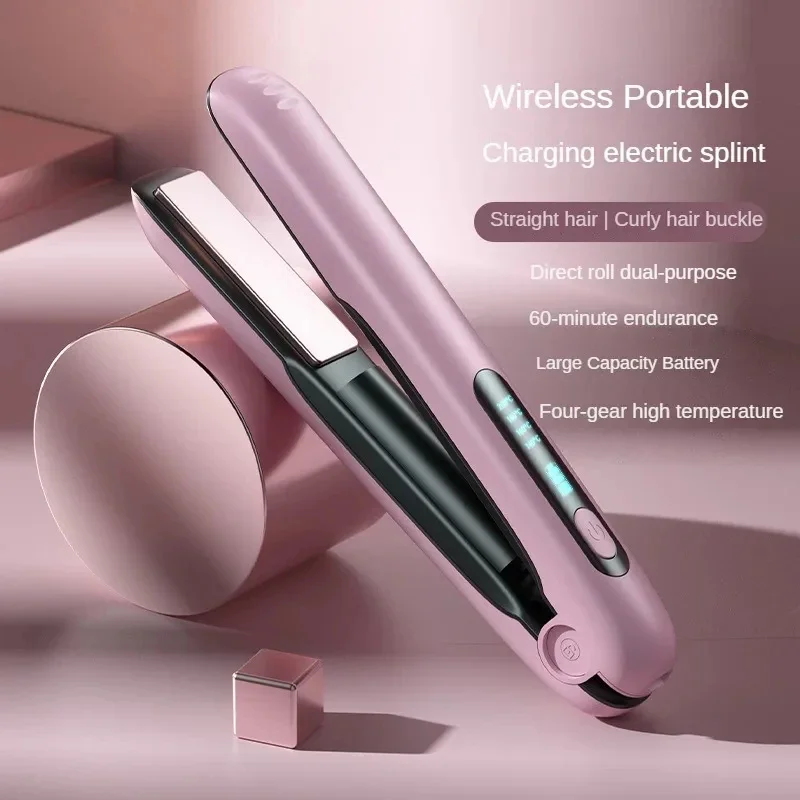 Wireless Hair Straightener Flat Iron Mini 2 IN 1 Roller USB 5000mAh Max 200 Degree Portable Cordless Curler 4 Levels Dry And Wet