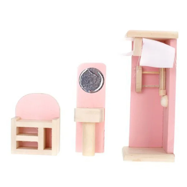 DIY Wooden Miniature Furniture Set Sturdy Durable Use Exquisite Workmanship Mini House Bedroom Decor Kids Gift