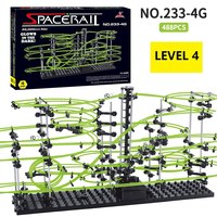 MOC Marble Run Maze Race Track Games Luminous Spacerail Roller Coaster Level 2 3 4 Electric Elevator Model Education Science Toy