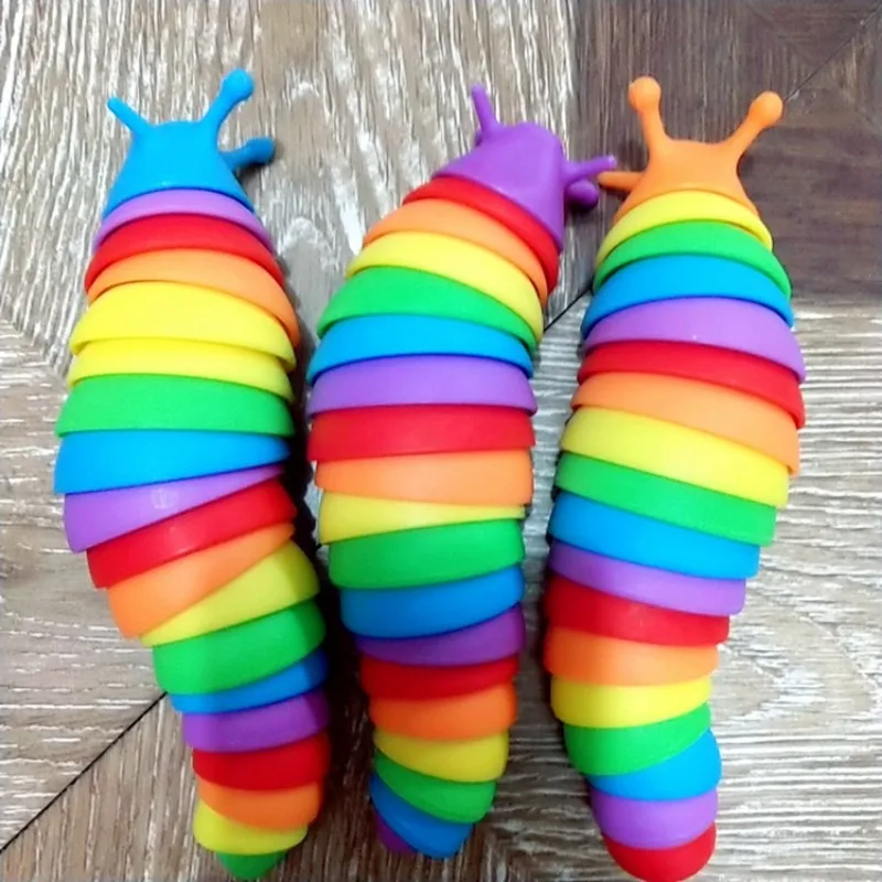 The New Rainbow Joint Snail Caterpillar Simulates Wriggling Slug Puzzle Decompression Toy Children\'s Prank Toy Variety