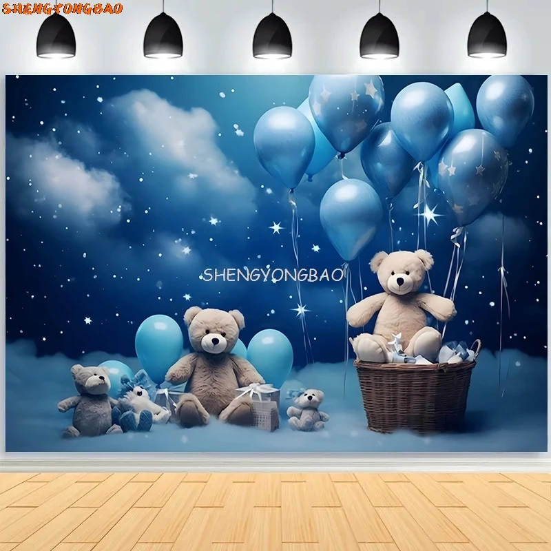 Baby shower Newborn Photography Backdrop Prop Bear Air Balloon Christmas Decorations Happy Birthday Party Photo Background SZ-02