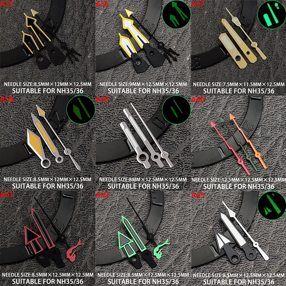 시계 핸드 야광 수정 액세서리, NH35, NH36 무브먼트 A46 ~ A90, nh35 시계, 슈퍼 브라이트 그린 핸드