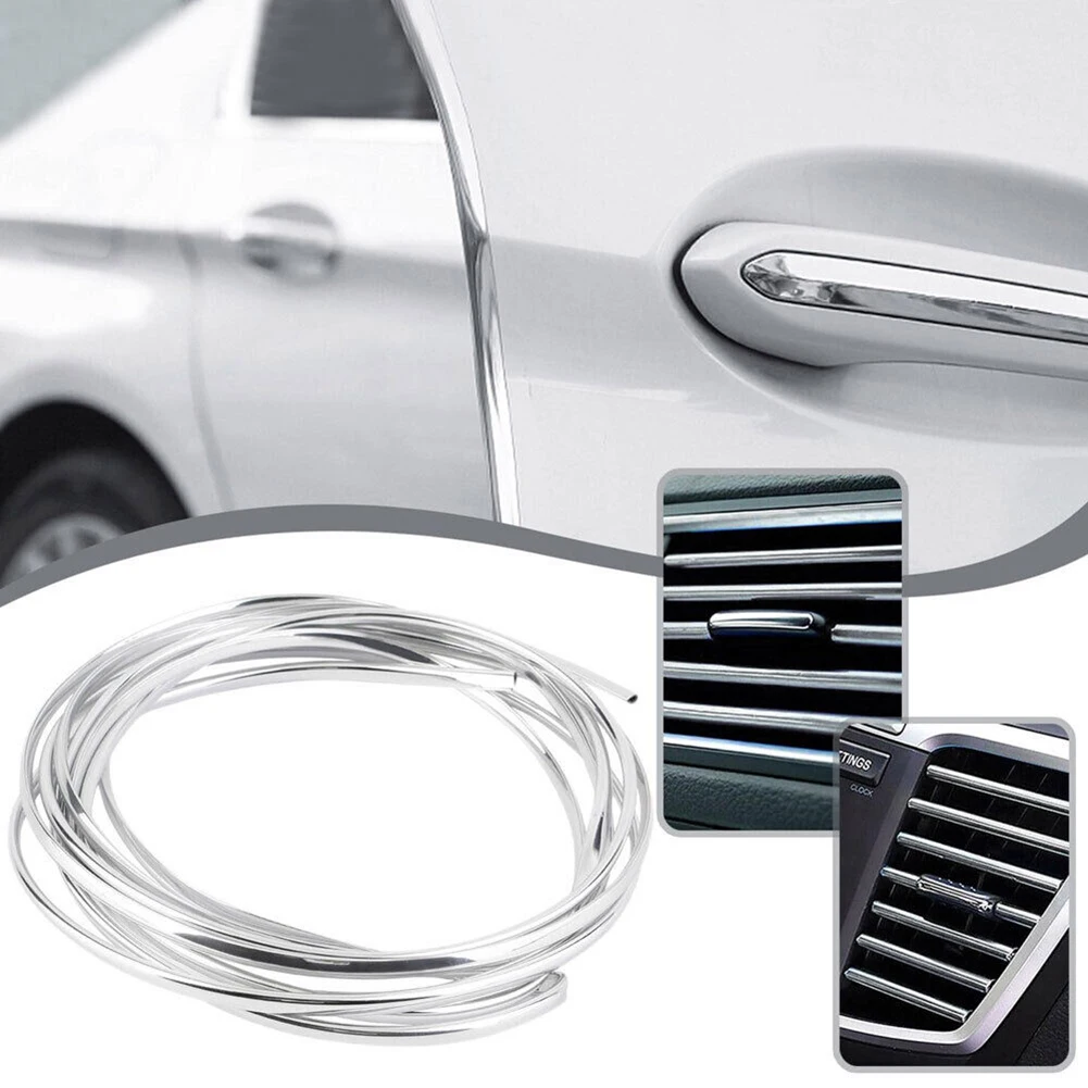 1 X Car Door Chrome Moulding Trim Strip Edge Scratch Guard Protector Cover Strip Roll Chrome Styling Trim Strip For Most Car