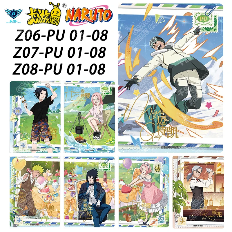Tarjeta Coleccionable Original de Naruto Kayou W6T4 W7T4 W8T4 PU Serie Completa Tarjeta Individual No.01-08 Rara Itachi Uchiha Anime Juguete de Colección Regalo