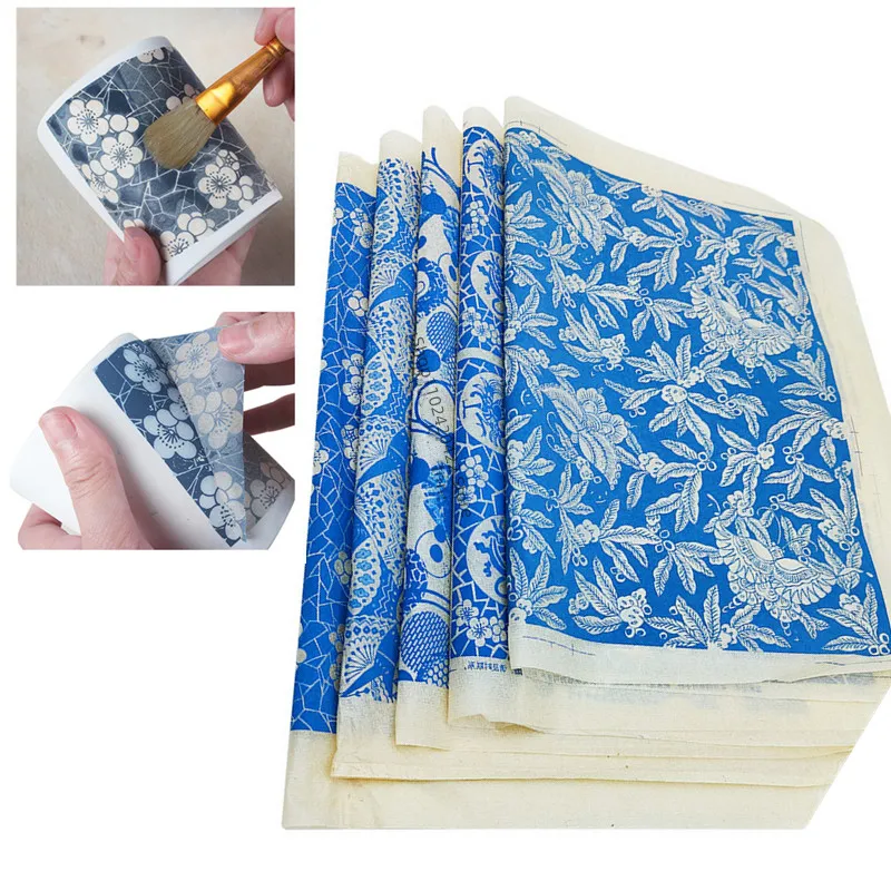 1PCS New Pottery Ceramics Clay Transfer Paper Glaze Underglaze Flower Paper Jingdezhen Blue and White Porcelain Decal Paper