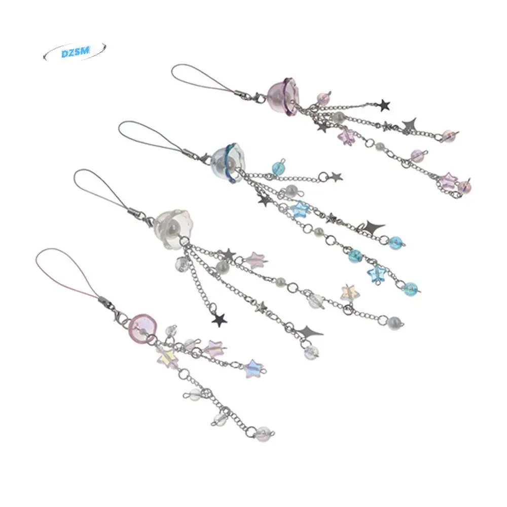 

Sea Theme Jellyfish Phone Pendant Ocean Style Phone Charm Beaded Phone Chain with Star Seashell Y2K Phone Lanyard Bag Keychain