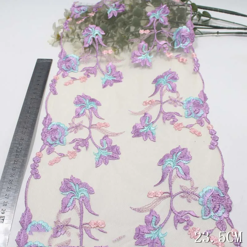 

36Yards Two Tones Underwear Accessories Floral Embroidery Border Lace Trim Tulle Laces Fabrics for Women
