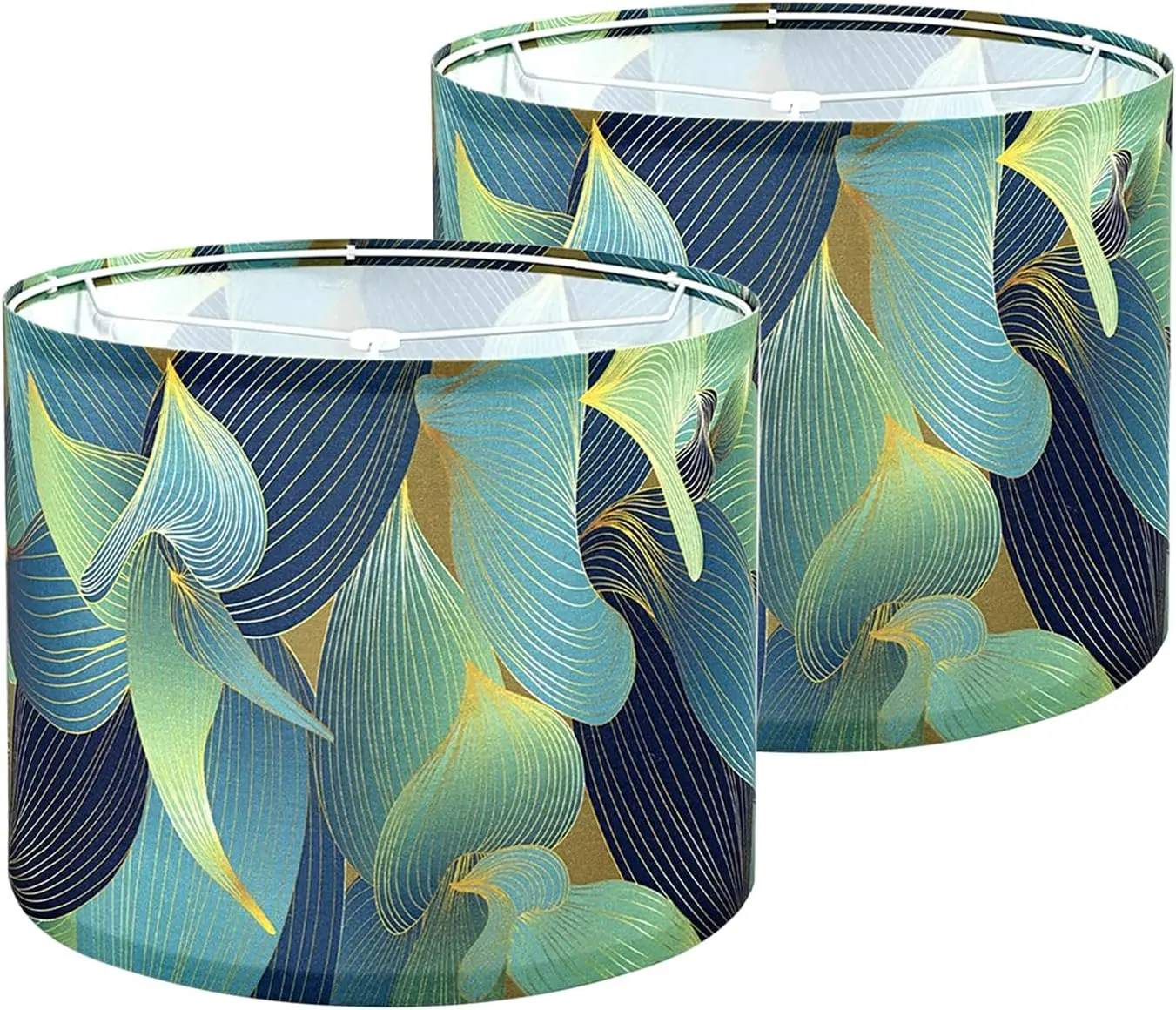 

Drum Lamp shades Set of 2,Blue Art Style Lamp Shades for Table Lamps Floor Lamp,13" Top X 13" Bottom X 10" High Large Fa