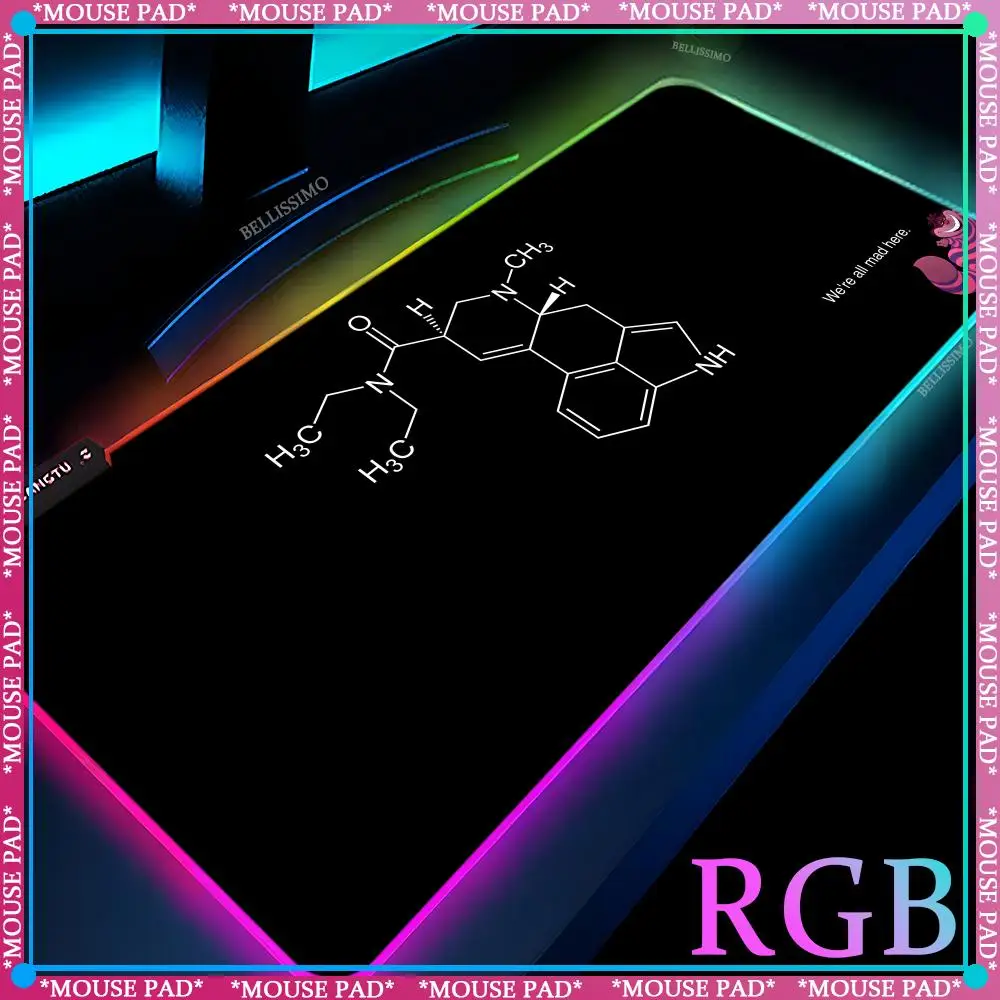 RGB Physics Text Mousepad Computer XXL Large Desk mat Chemistry Game Accessories Game Keyboard Pad Luminous Mouse Pad