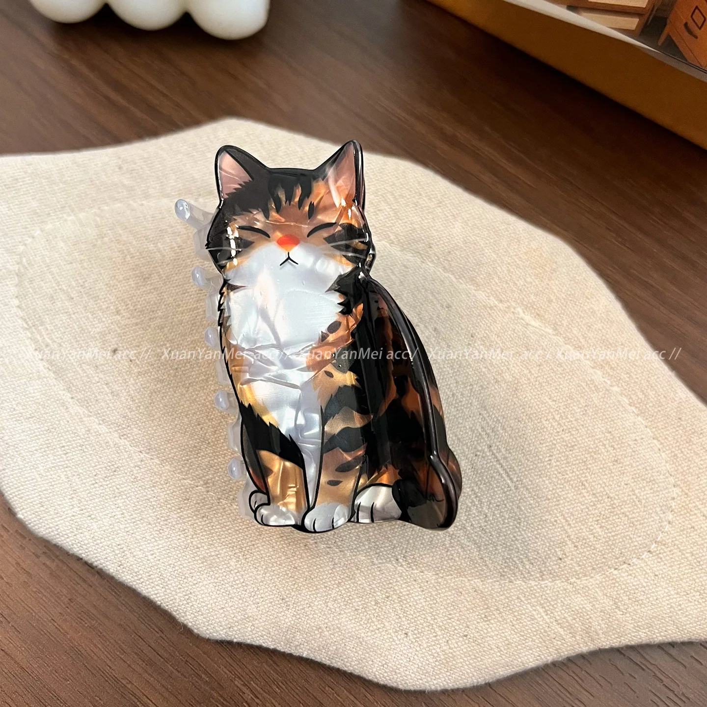 Kreative Katzenförmige Haarklammer Süße Cartoon-Kätzchen-Haarklammer aus Acetat für Frauen und Mädchen Tägliches Haar-Deko-Accessoire – Detail 18