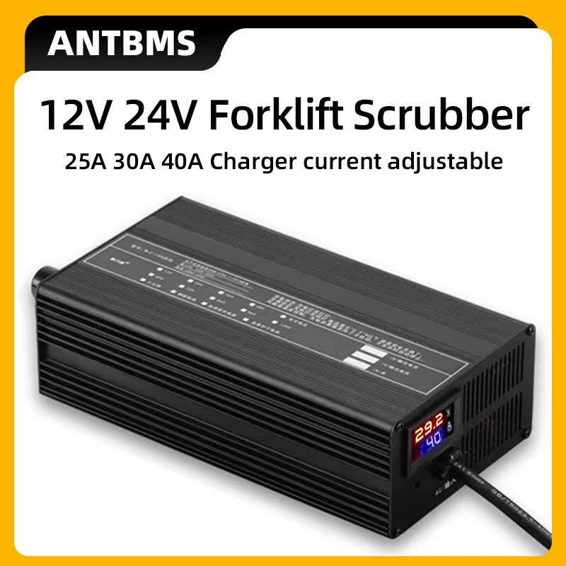 12V 24V Lithium Battery Charger 4S 7S 8S 40A 30A 25A 14.6V 29.2V 12.6V RV Forklift Car Scrubber Li-ion Lifepo4 Acid Lead Charge