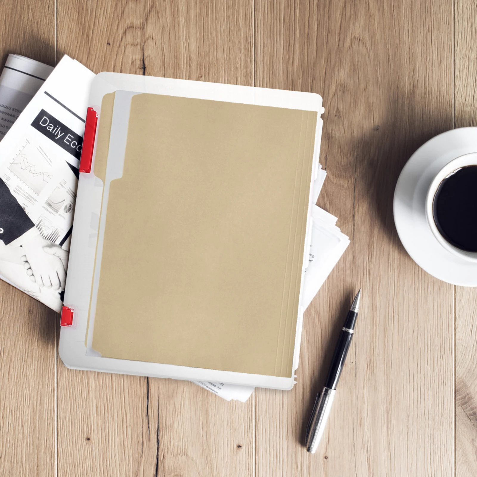 

2Pcs File Storage Boxes PP Document Cases Office Desktop File Holders for Certificates Magazines Data Storage