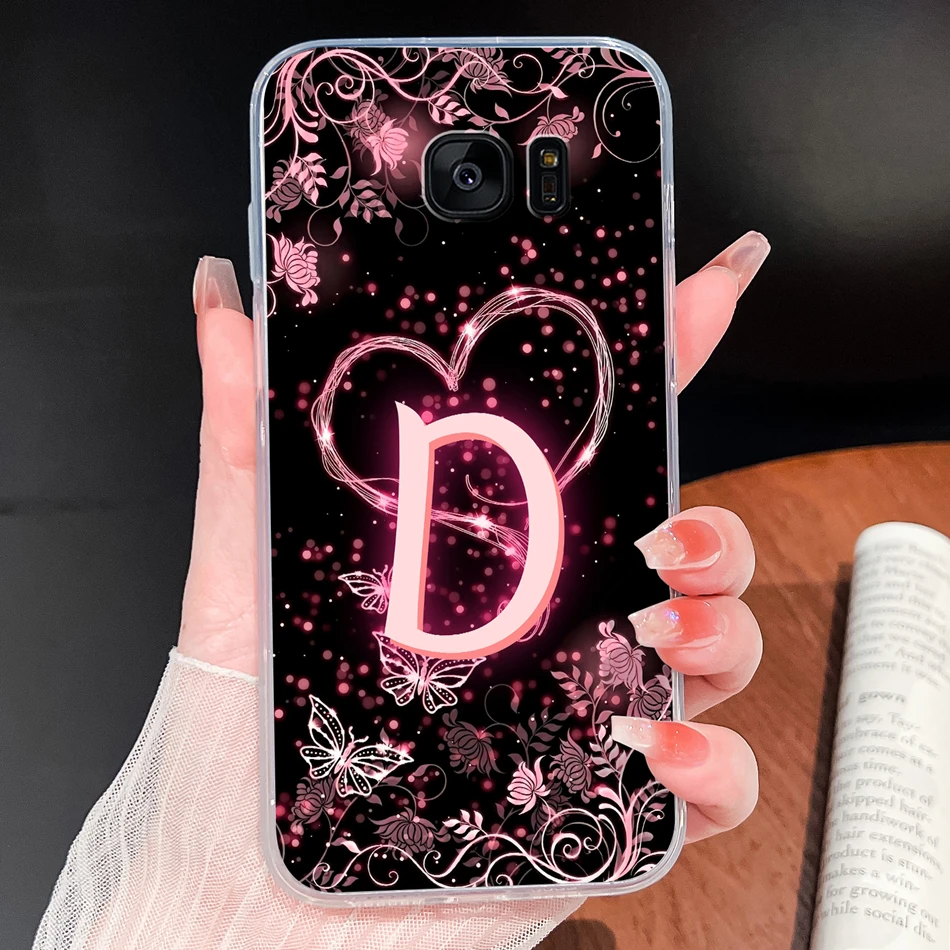 حافظة لهاتف سامسونج جالاكسي S7 S6 Edge حافظة رائعة بحروف اسم لينة من السيليكون مقاومة للصدمات غطاء شفاف لهاتف جالاكسي S 7 S6Edge + غلاف هاتف #4