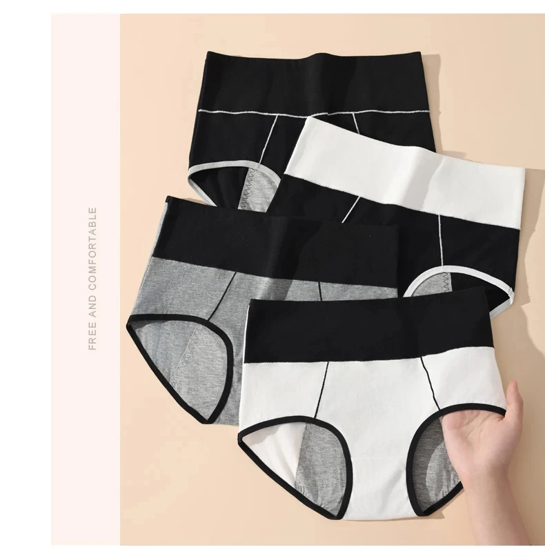 4 pçs calcinha feminina cintura alta barriga apertando forma confortável triângulo calcinha pura