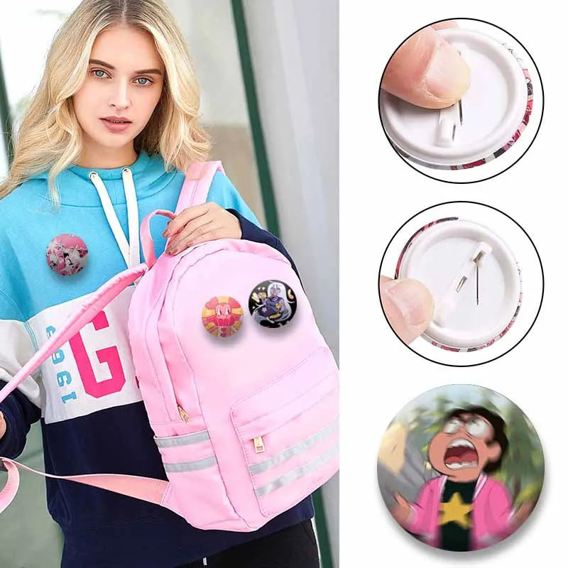 S-Steven Universe Soft Button Pins Creative Funny Game Figure Brooch on Backpack Clothes Collar Decor Round Cartoon Badges Gifts
