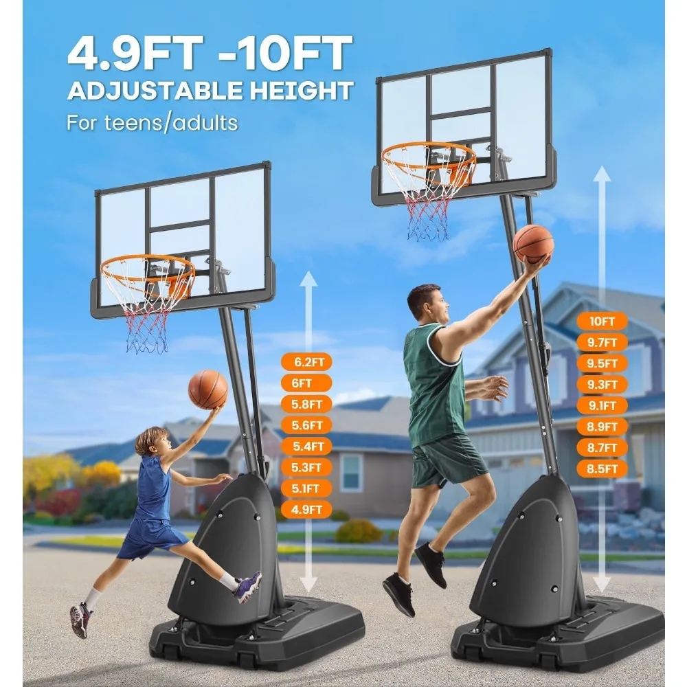 Draagbaar verstelbaar basketbalringsysteem voor gebruik buitenshuis door kinderen, jongeren en volwassenen - Ideaal voor achtertuin- en opritkamers