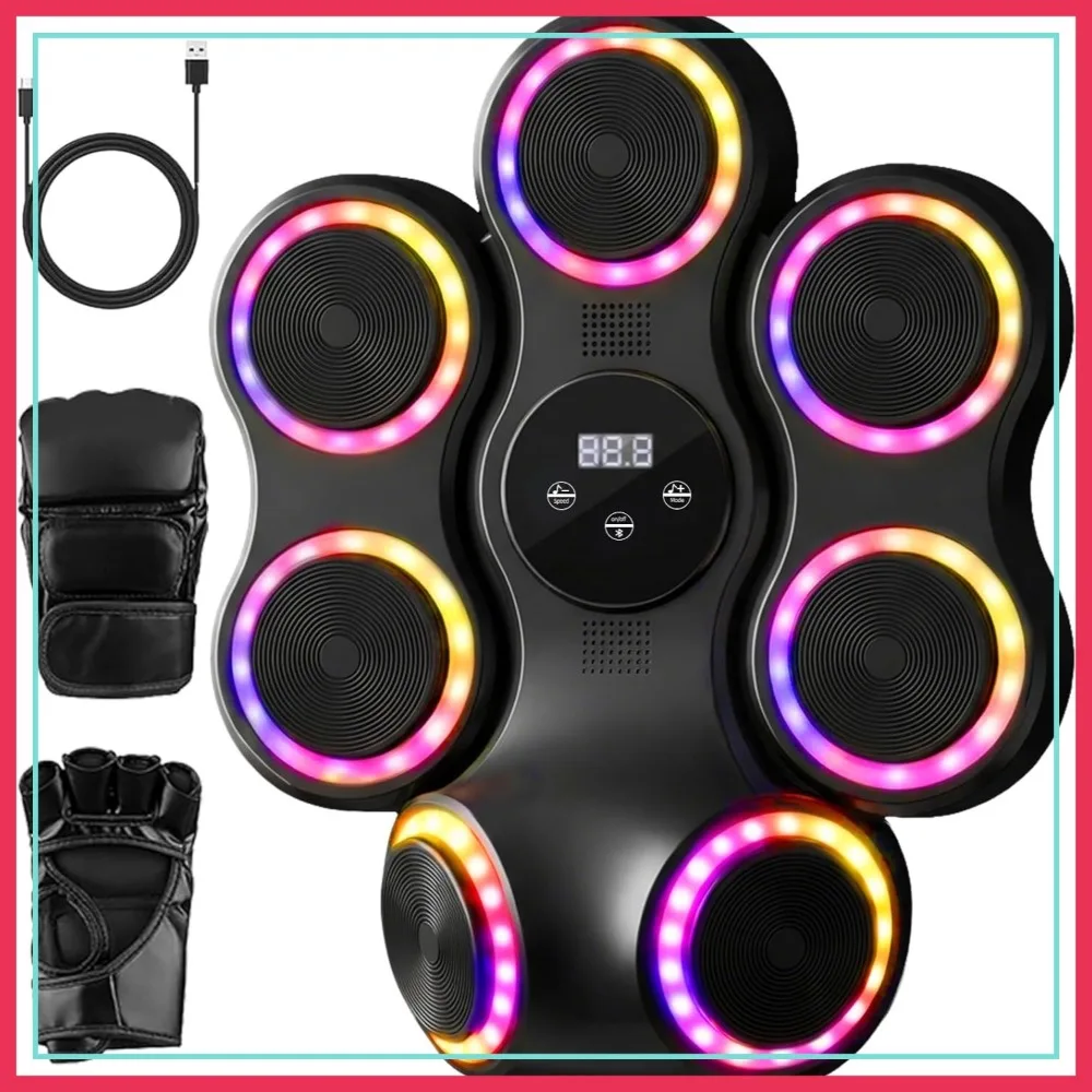 

Large Music Punching Machine with Gloves, 11 Modes 9 Speeds, Wall Mounted Electronic Boxing Target for Home Fitness
