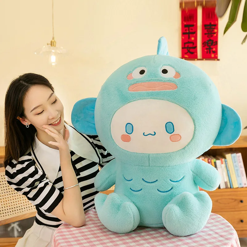 約28cm サンリオ ハンギャドン ハローキティ シナモロール 変身人魚人形枕 ストレス解消と癒しのおもちゃ 睡眠仲間