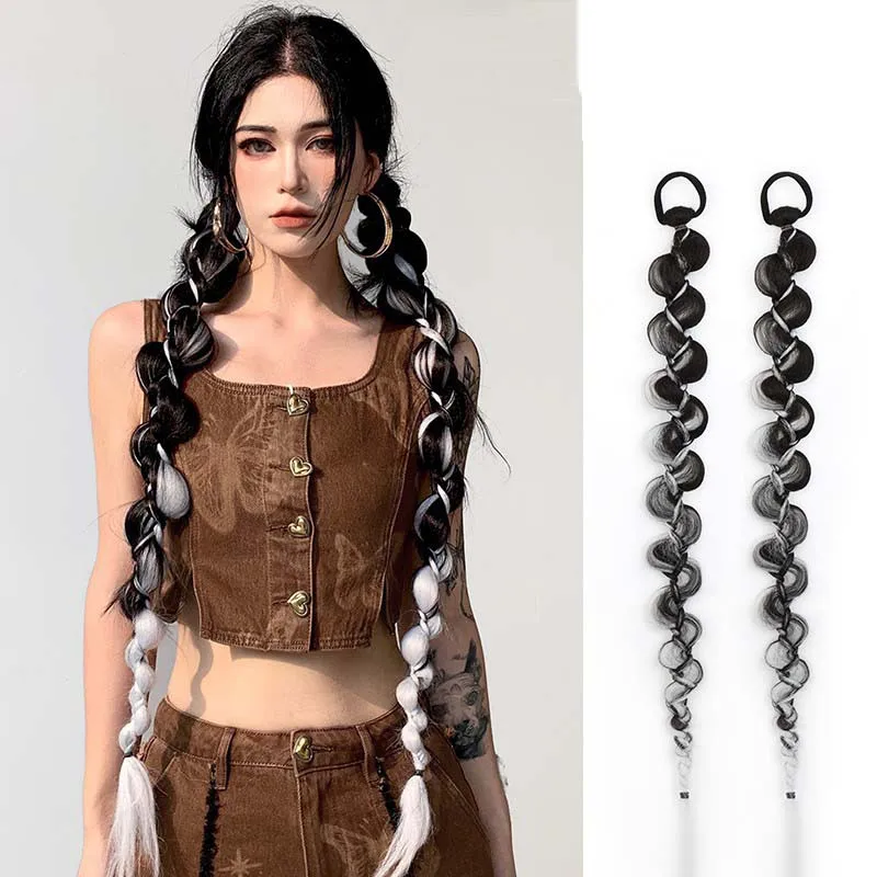 

Synthetic Wig Women Ponytail Braid European American Boxing Fried Dough Twists Long Braid Sweet Cool Girl Hot Girl Bubble Braid