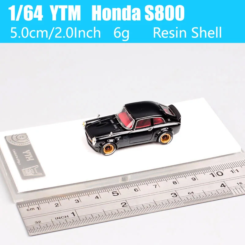 Classic 1/64 Scale Tiny Honda S800 Car Model Resin Diecast Vehicles Toy Miniatures Of Collection Hobby Gift Black Acrylic Box