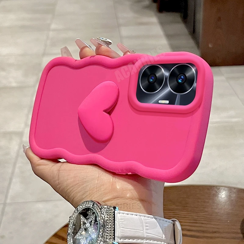 Realmec 55 Love Heart Candy Wellige Silikonhülle für Oppo Realme C55 C65 C67 C53 12 Lite 11 Pro Plus A54 A57 stoßfeste Softcover