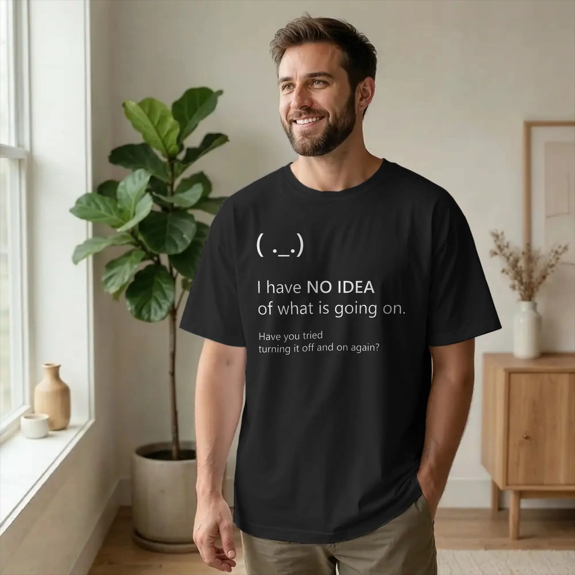 Kawaii Blue Screen of Death Tshirts Men Round Neck Short Sleeve Tops The Only Solution  100%Cotton Summer Clothes