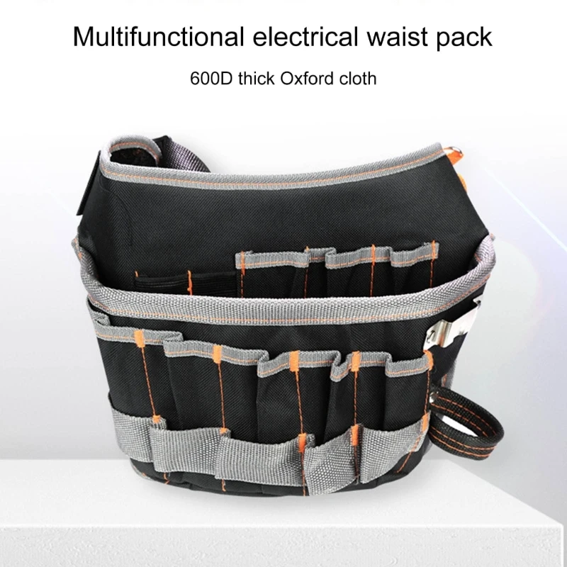 

1PC Electrician Tool Multiple Pockets with Adjustable Belt Riveted Reinforcement Tool Holder Multifunctional Waist Bag