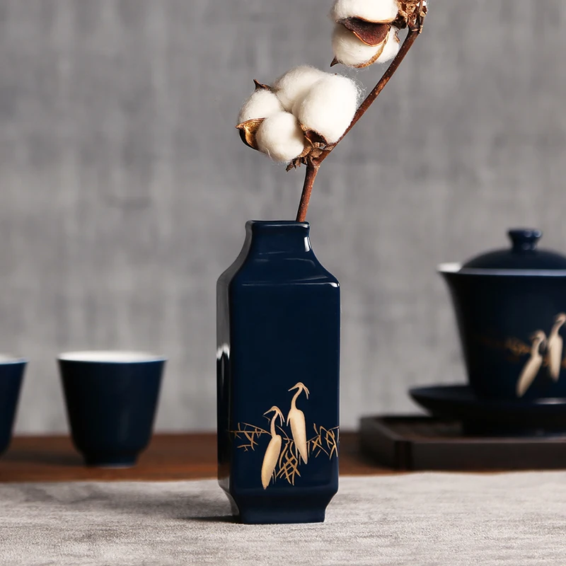 Ceramic flower ware tea ceremony desktop small vase ornament Zen flower arrangement dried flower Japanese mini hydroponic jar