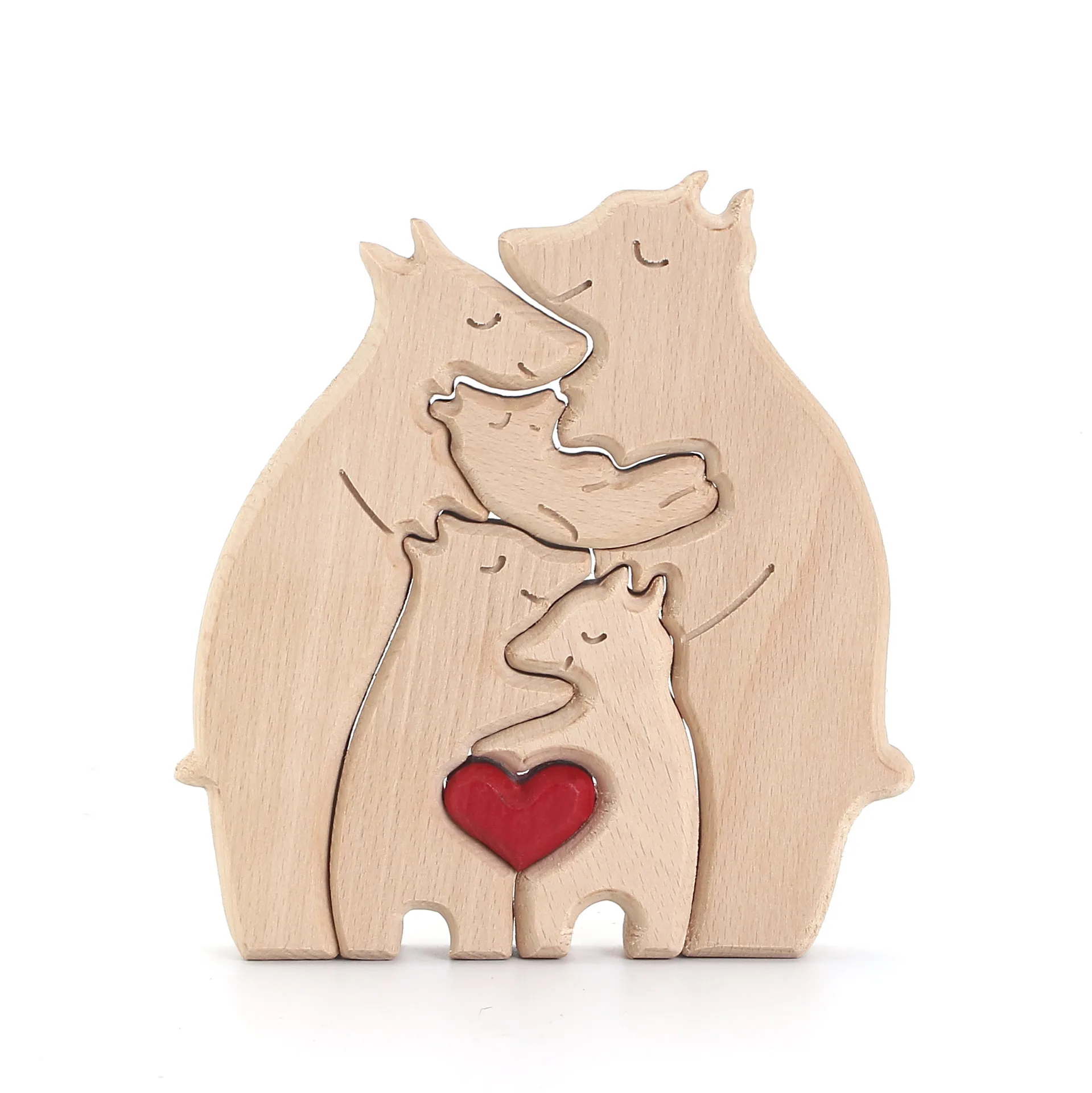 

Little Bear Family Hugs Ornament Thanksgiving Mother's Day Gift Creative Wooden Crafts Handmade Toy Desktop Love Bear Pendant