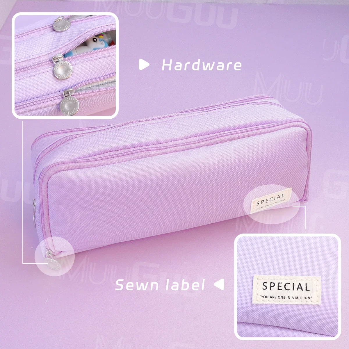 Kawaii Pencil Case Solid Color Stationery Bag Large Capacity Washable Pencil Bag Cute Office Student Supplies